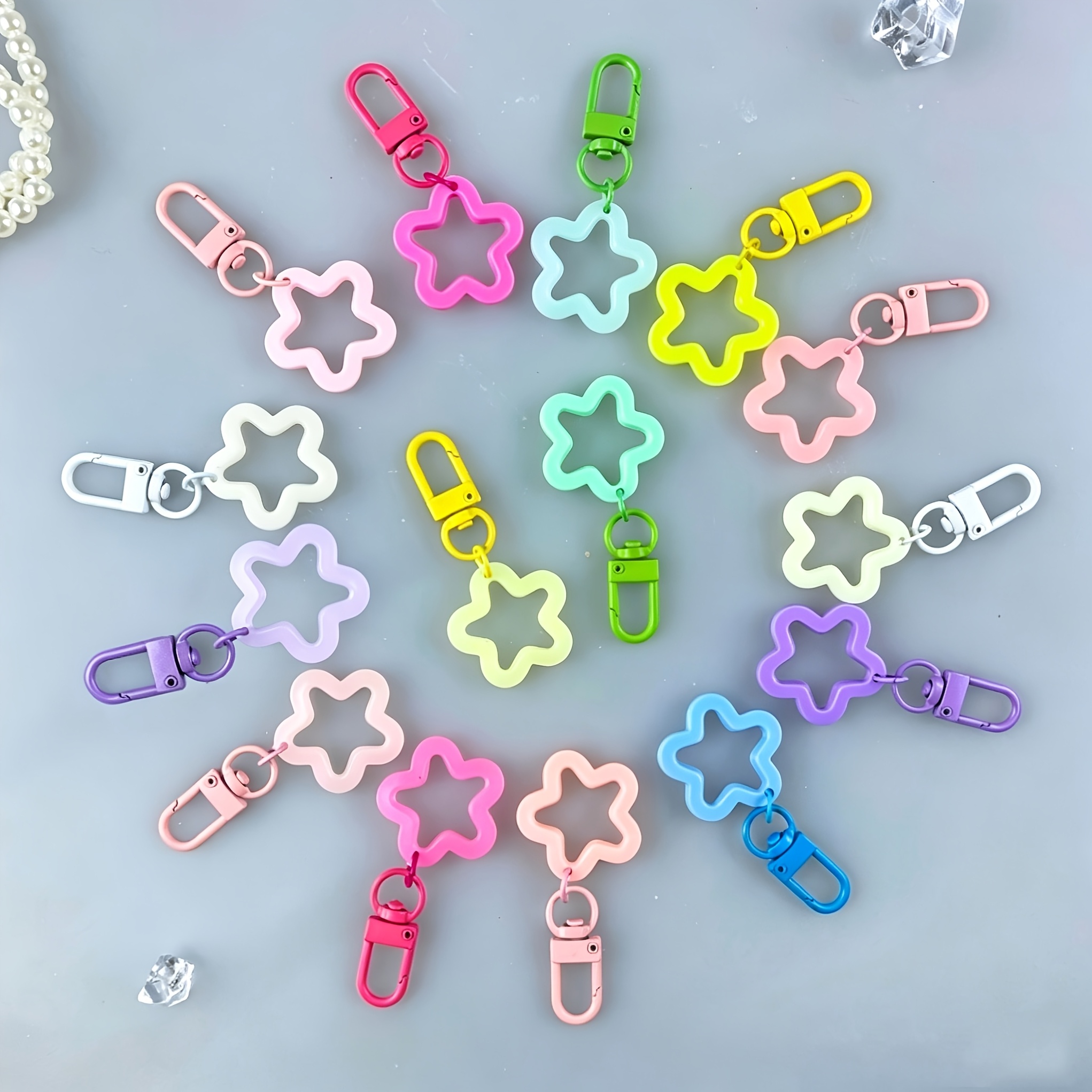 Image of 5pcs Set/10pcs Set/15pcss Set Dopamine Y2k Multicolor Flower Keychain Suitable For Cute And Elegant Ladies Versatile Fashion