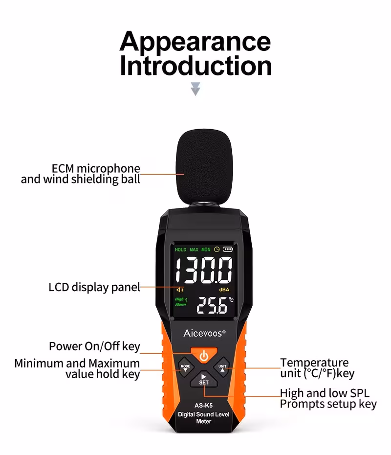 meter decibel meter 30 130db measure sound level noise decibel monitor Product details 10