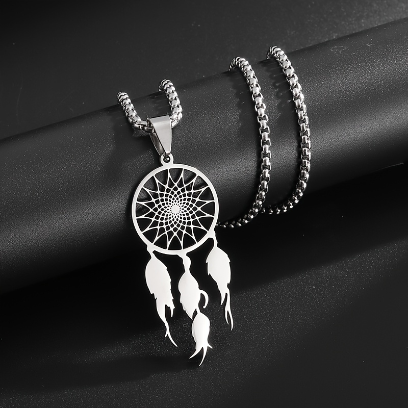 Image of 1pc Creative Stainless Steel Hollow Tassel Pendant Necklace For Men And Women Leisure Entertainment Banquet Party Personalized Versatile Trend Jewelry Gift Couple Trend Jewelry Gift