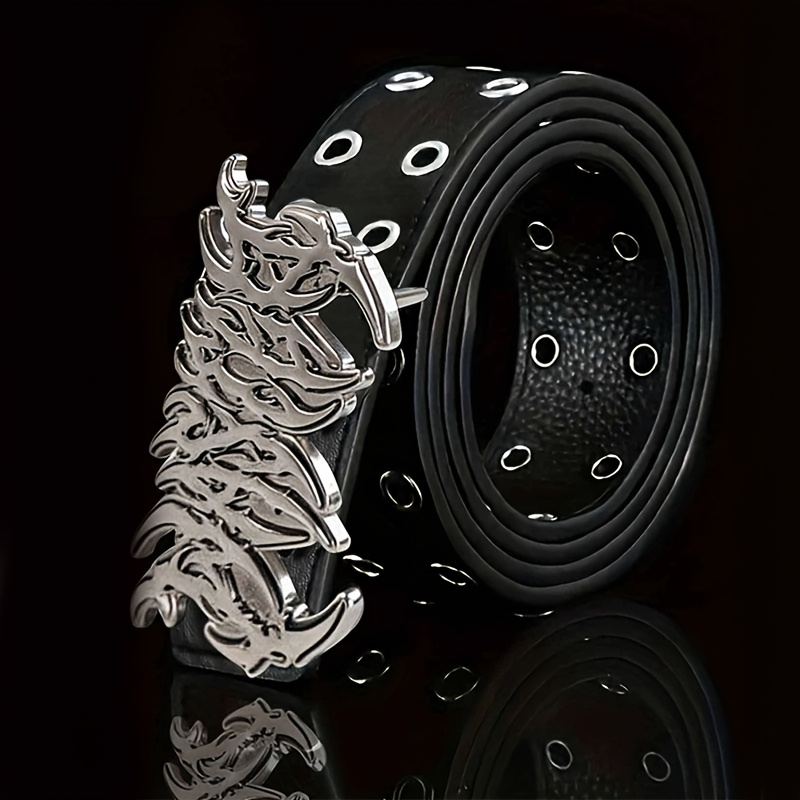 TEMU New Stylish Y2k Hollow Faux Leather Fashion Punk Belt For Men - Trendy Accessory For Gift Or