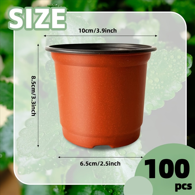 E-shop 100 Stück 4 Zoll (ca. 10 cm) Rote, tragbare Anzuchttöpfe für Sämlinge, Easy Cups, mit Drainagelöchern am Boden, geeignet für die Anzucht von