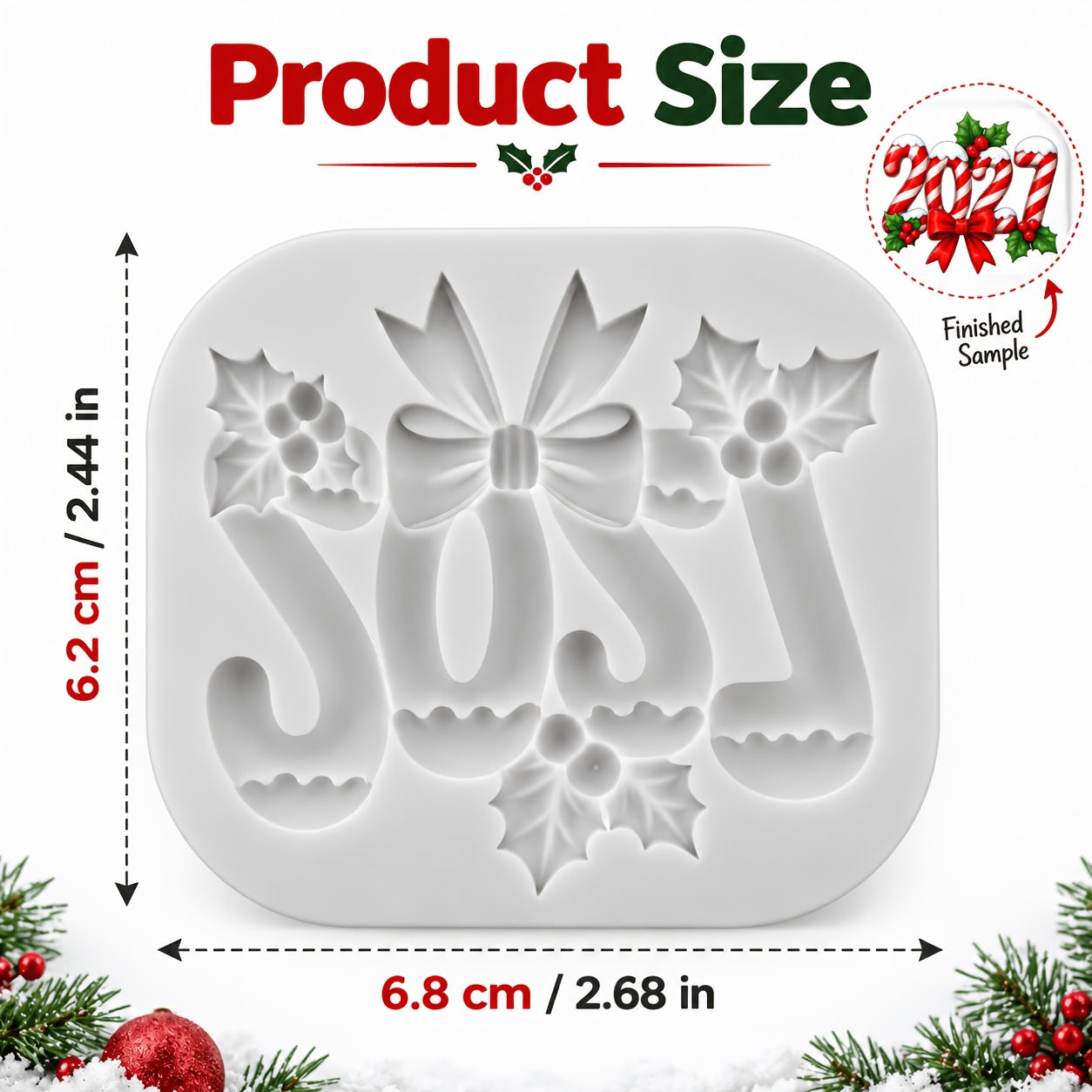 TEMU 1pc 1- Christmas Silicone Mold Suitable For Diy Candle, Soap, Resin & Clay Crafts - Mold With Detailed For Pottery, Plaster, Wax, Resin Drops,