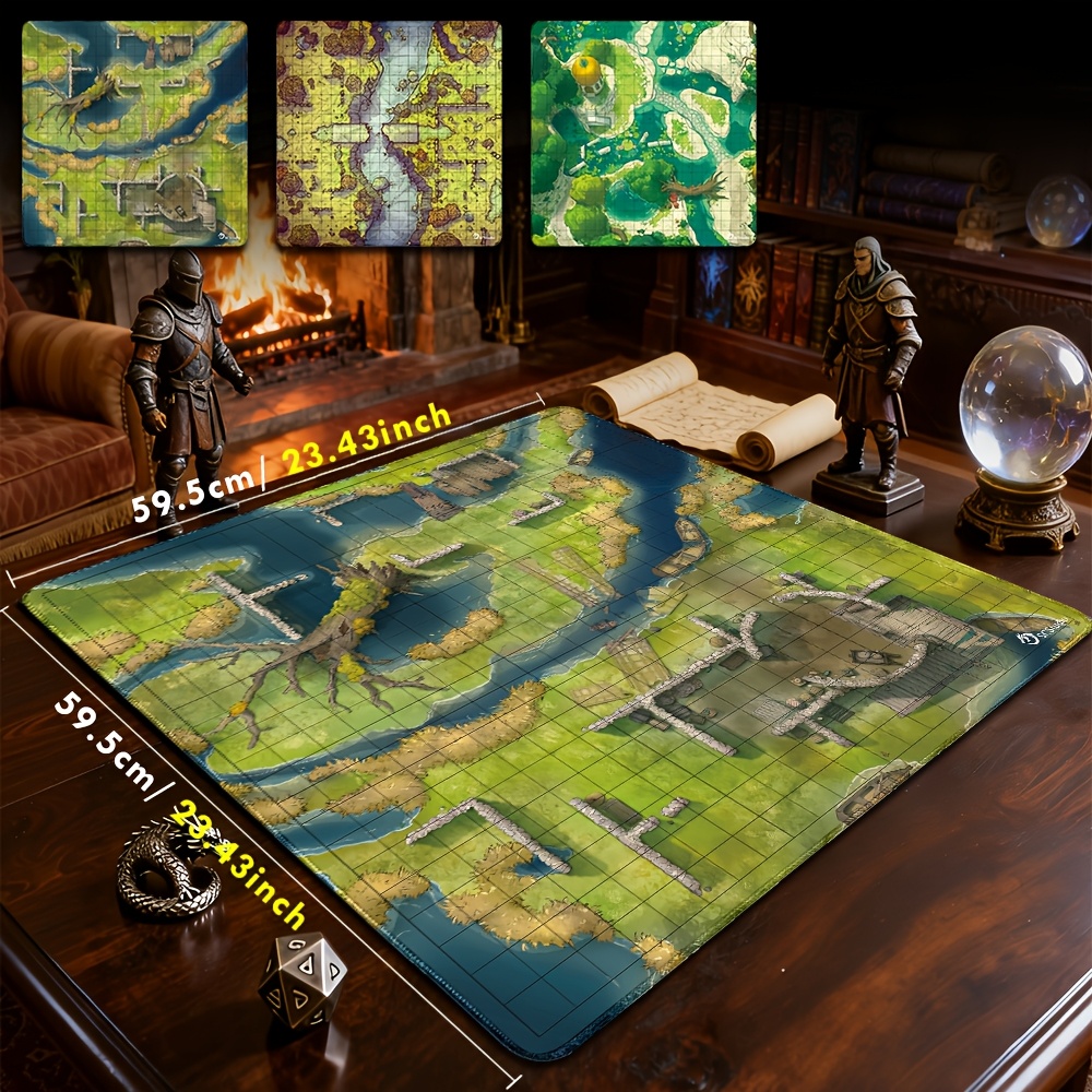 DND Battle Mat with 2.54 cm Grid, Forest Theme