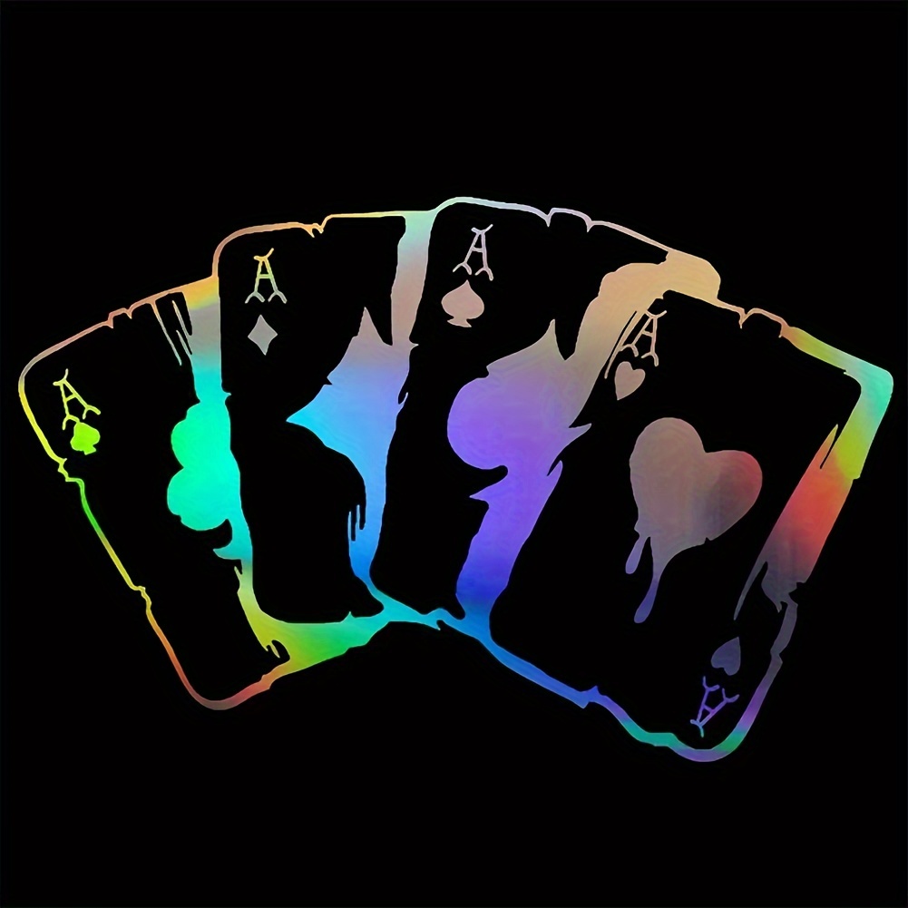 Image of 3d Reflective Car Stickers With Poker Card Cartoon Design For Car And Motorcycle Decoration, Suitable For Laptops As Well.