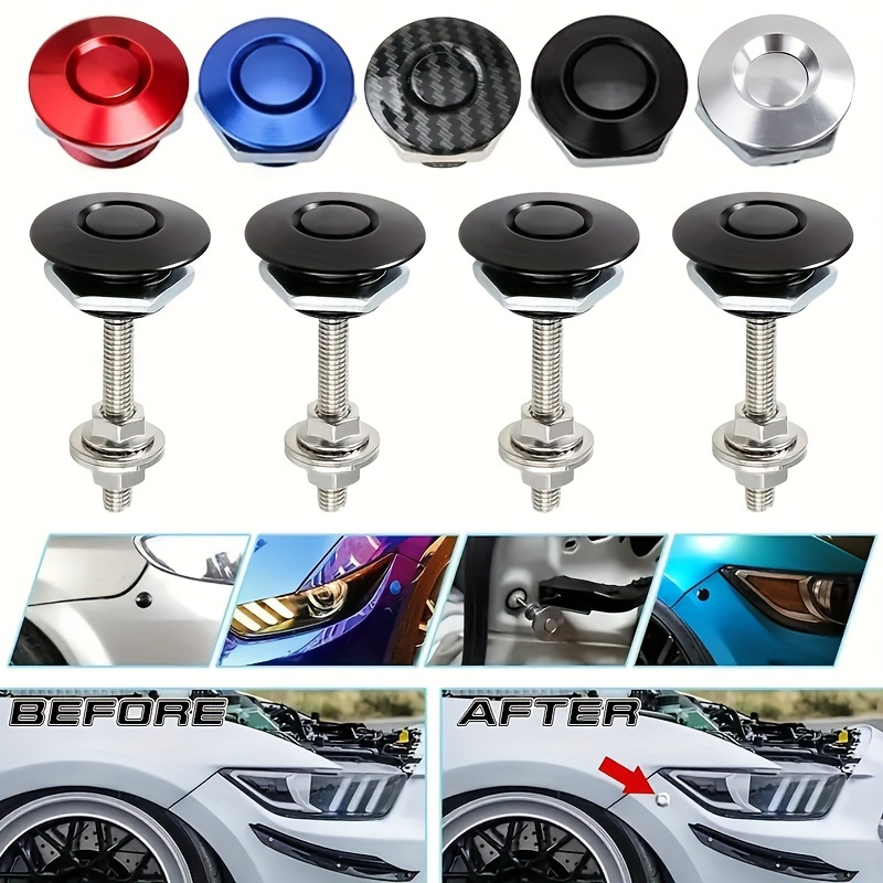 

4pcs Universal Aluminum Push Button Quick Release Racing Car Front Bumper Hood Pin Engine Bonnet Lock Clip Body Kit