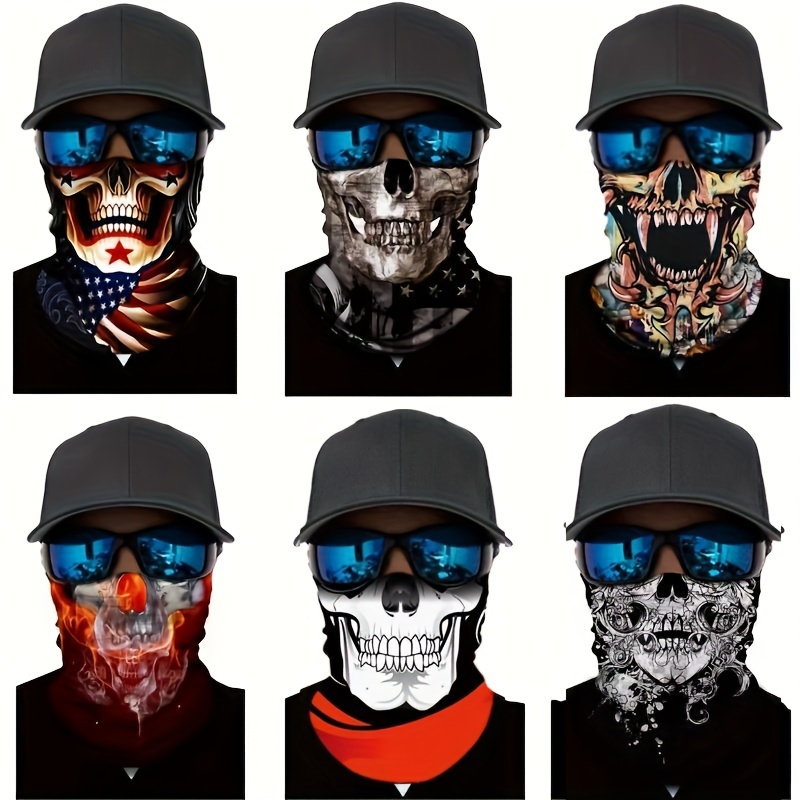 

6pcs Face Mask For Cold Weather, Neck Gaiter Shield Scarf Elastic Balaclava Headbands Headwear, Windproof Skull Bandana For Men For Motorcycle Cycling Riding Skiing Party