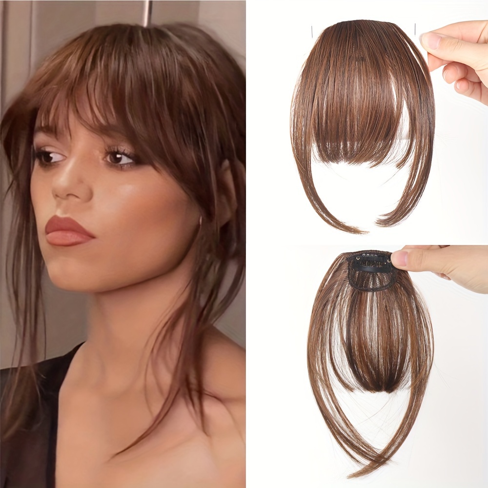 womens synthetic straight hair clip in air bangs light invisible hairpiece with   heat resistant wig accessory   and suitable for   collection details 11
