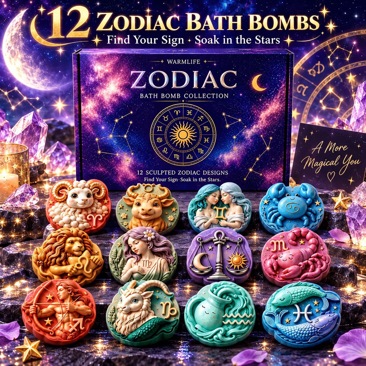 12pcs Zodiac Gift Set For Women, Colorful Astrology Signs, Celestial For Spa & Self-care, Unique Holiday Gift For Her, Mom, Wife, Girlfriend