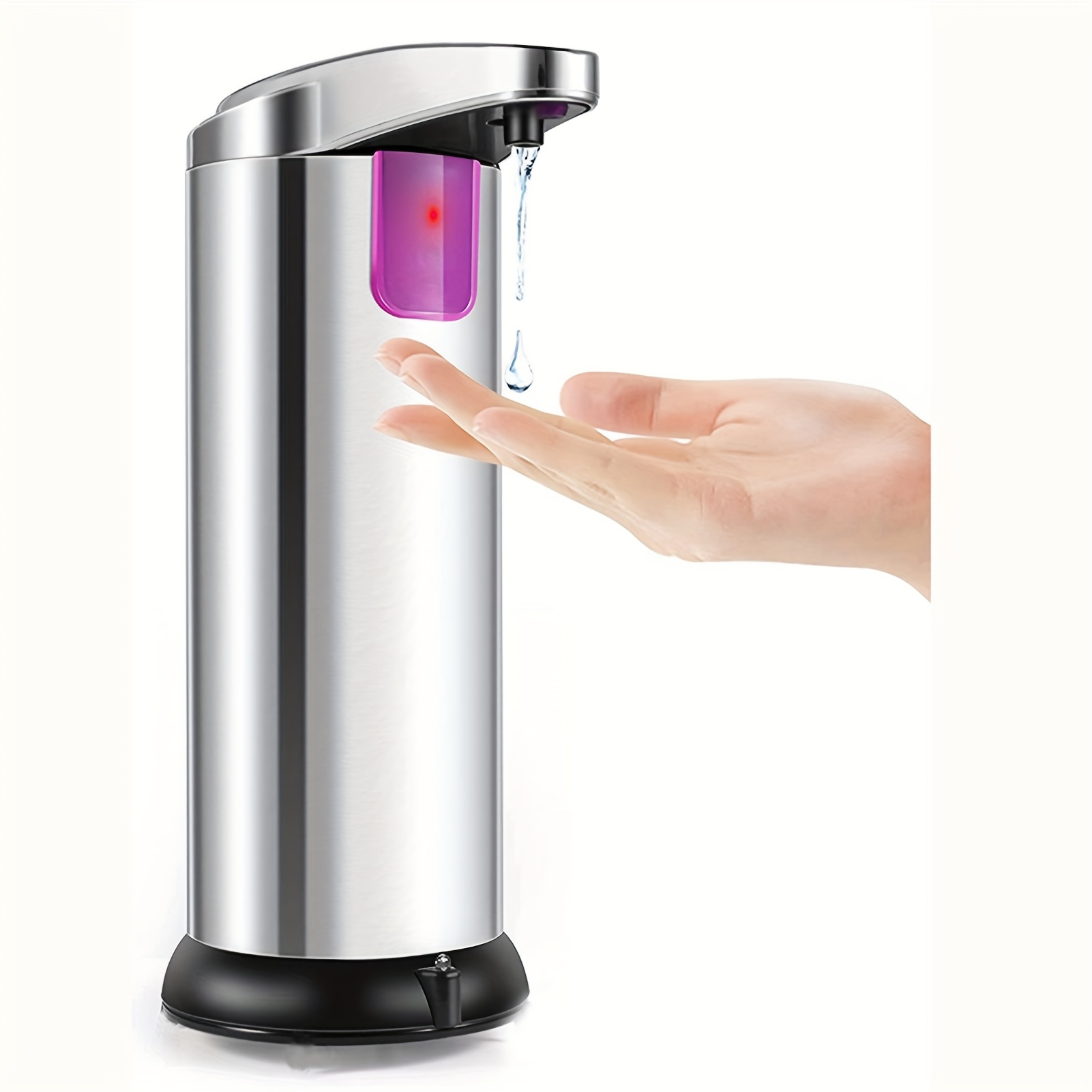 TEMU Contact Free Soap Dispenser, Infrared Sensing, 8-ounce Stainless Steel - Suitable For Kitchen And Bathroom