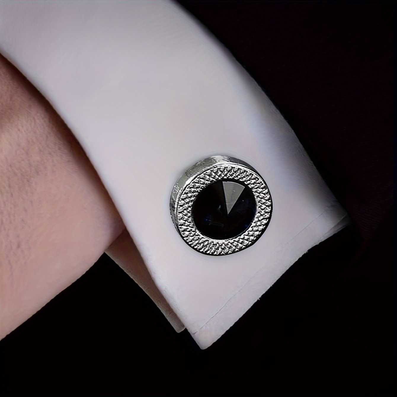 

1pair Black Cufflinks, Suitable For Men's Wear