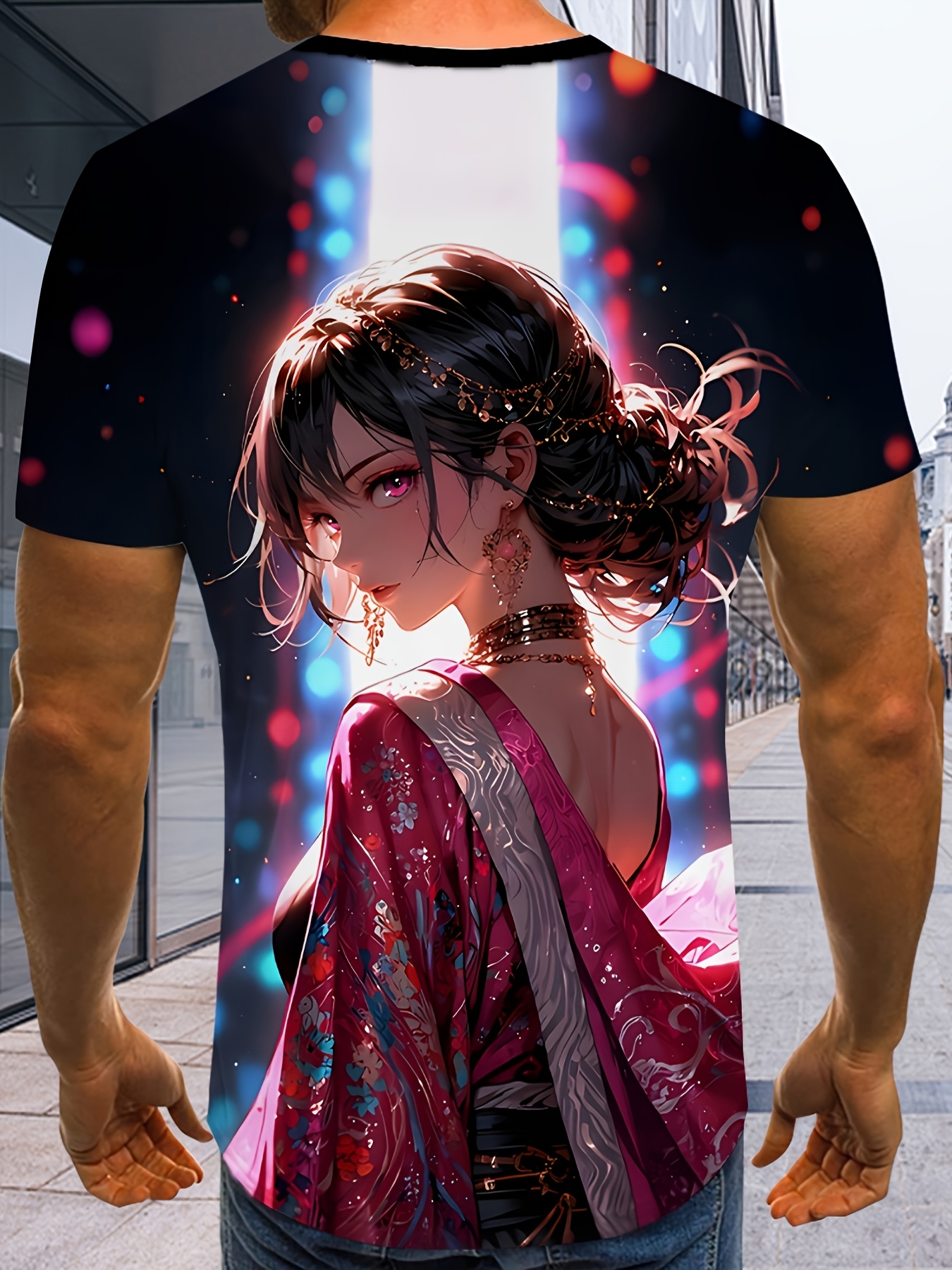 Men’s 3D Anime Girl Graphic Tee