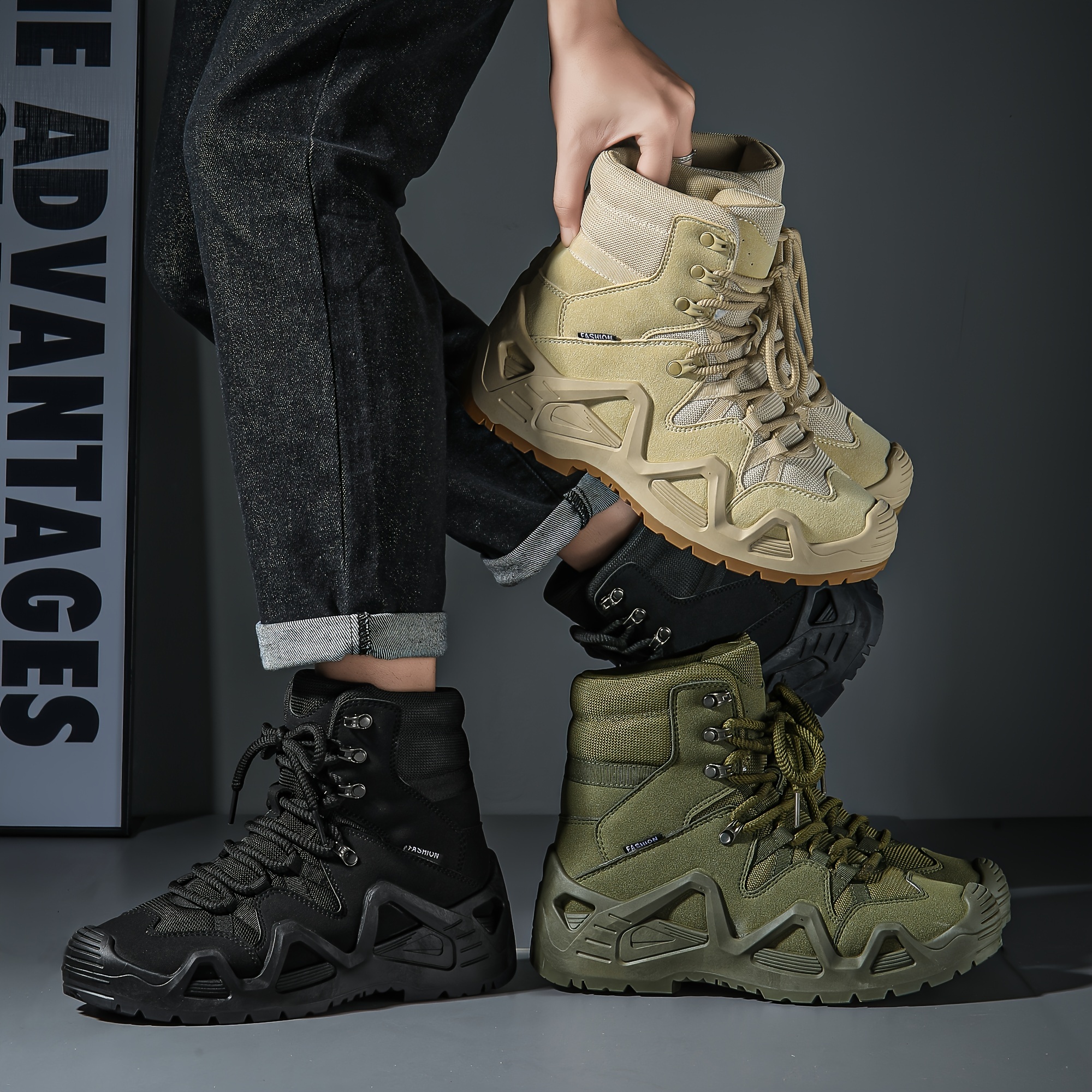 

Men' High-top Sneakers - , Non-slip, Lace-up Casual
