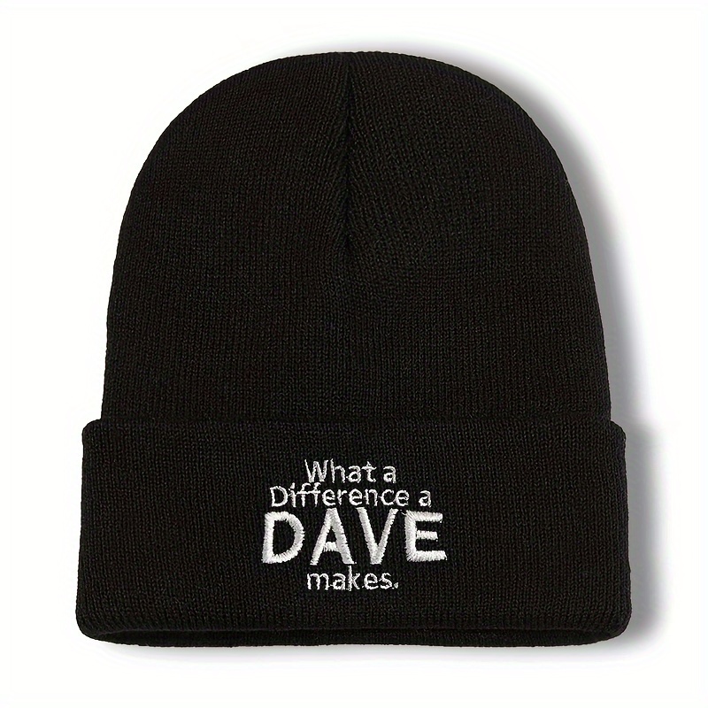 TEMU A Unisex Dave Embroidered Beanie, Warm And Windproof, A Fashionable Soft And Comfortable Hat Suitable For Men And Women During The Cold Autumn