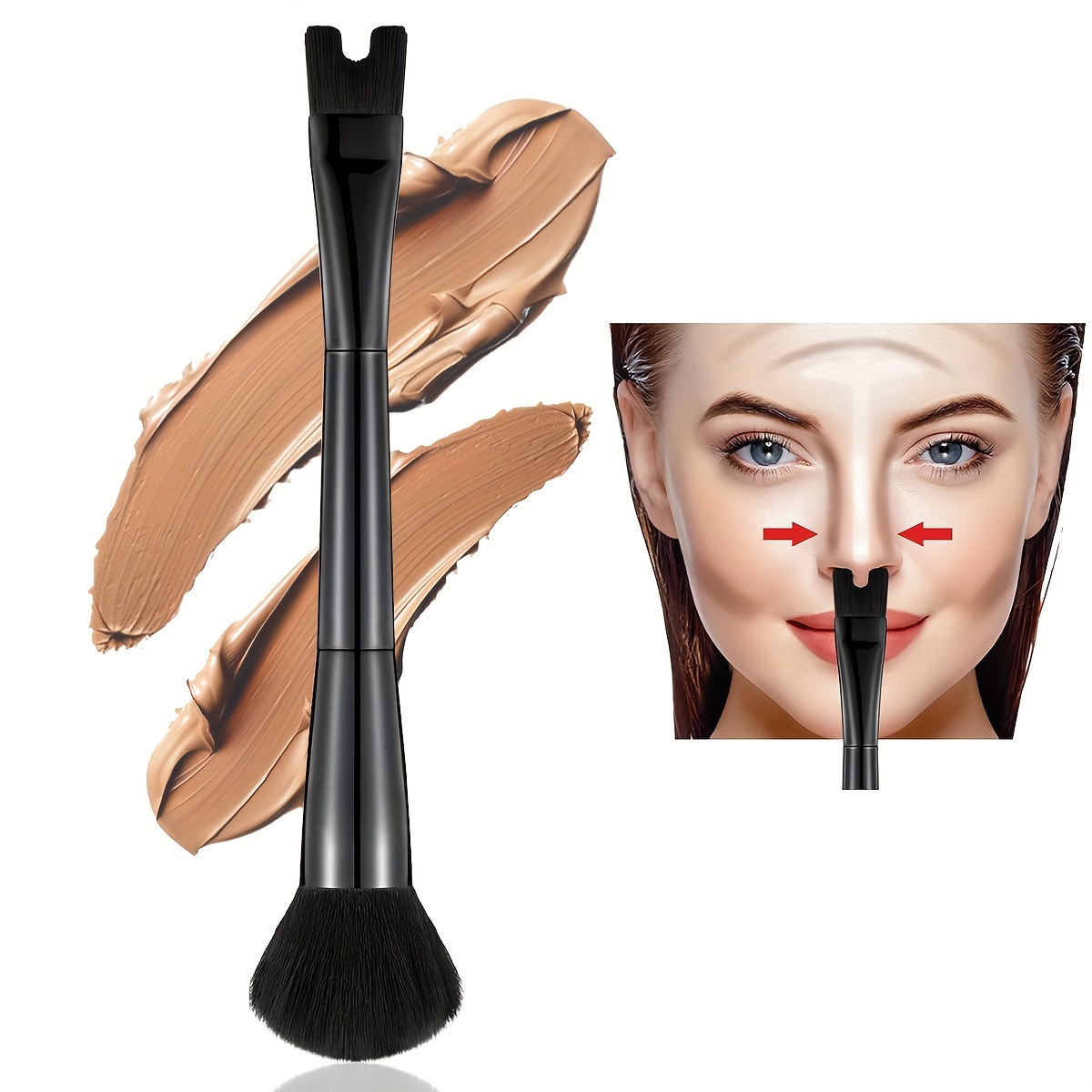 

Dual-ended Contour Makeup Brush, U-shape Nose Contouring Brush, 2-in-1 Sculpting Tool, Soft Bristles For Quick And Precise Makeup Application