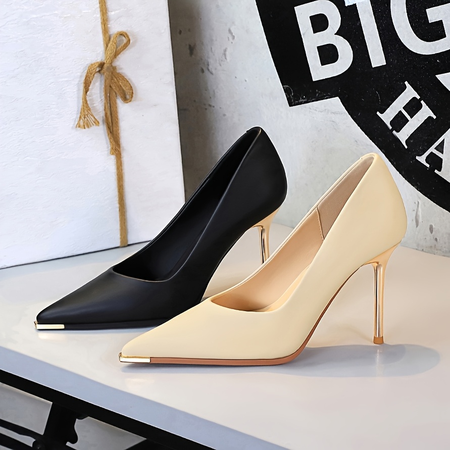 [sexy stiletto pumps] sexy ultra high stiletto pumps | 1895 european and american style banquet metal pointed high heels cover versatile women's shoes
