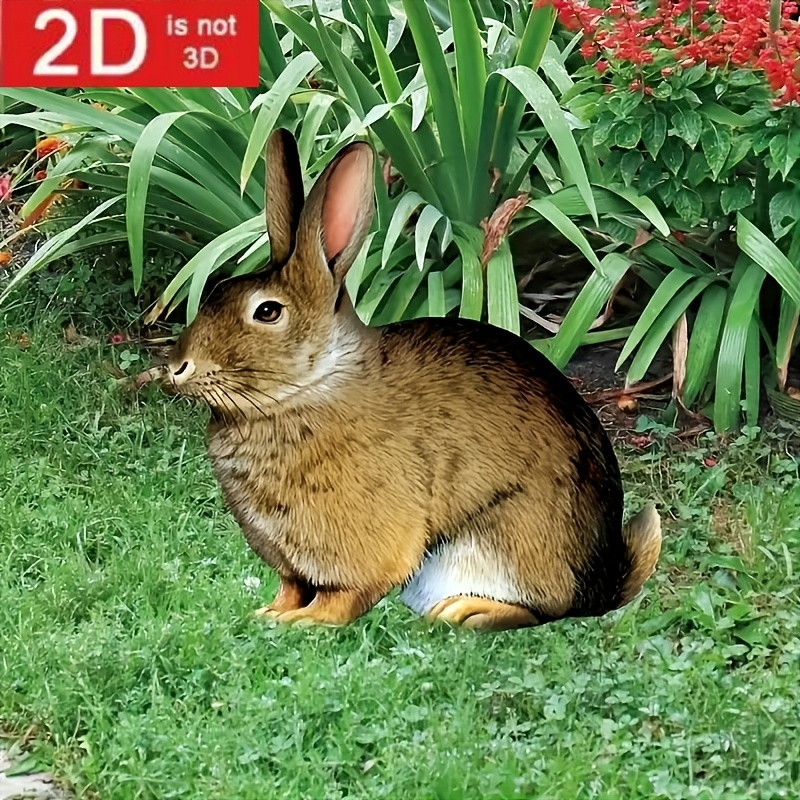 

Classic 2d Rabbit Metal Garden Sign, Vivid, Plastic, Without Battery, For Easter, Farmhouse Decoration, Yard And Porch, Outdoor Animal Sculpture