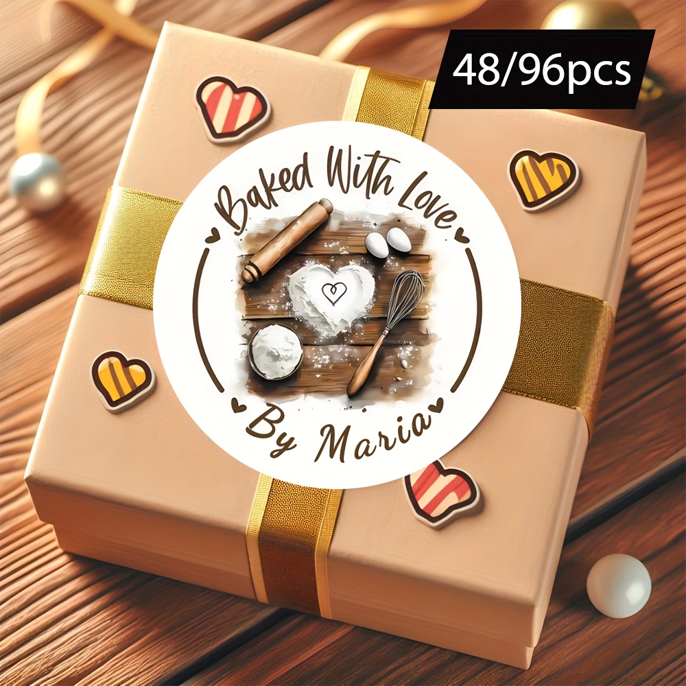 TEMU Customizable "" Baking-themed Round Stickers - Ideal For Birthday Parties And Celebrations, Expressing Gratitude With Personalized Gift Tags,