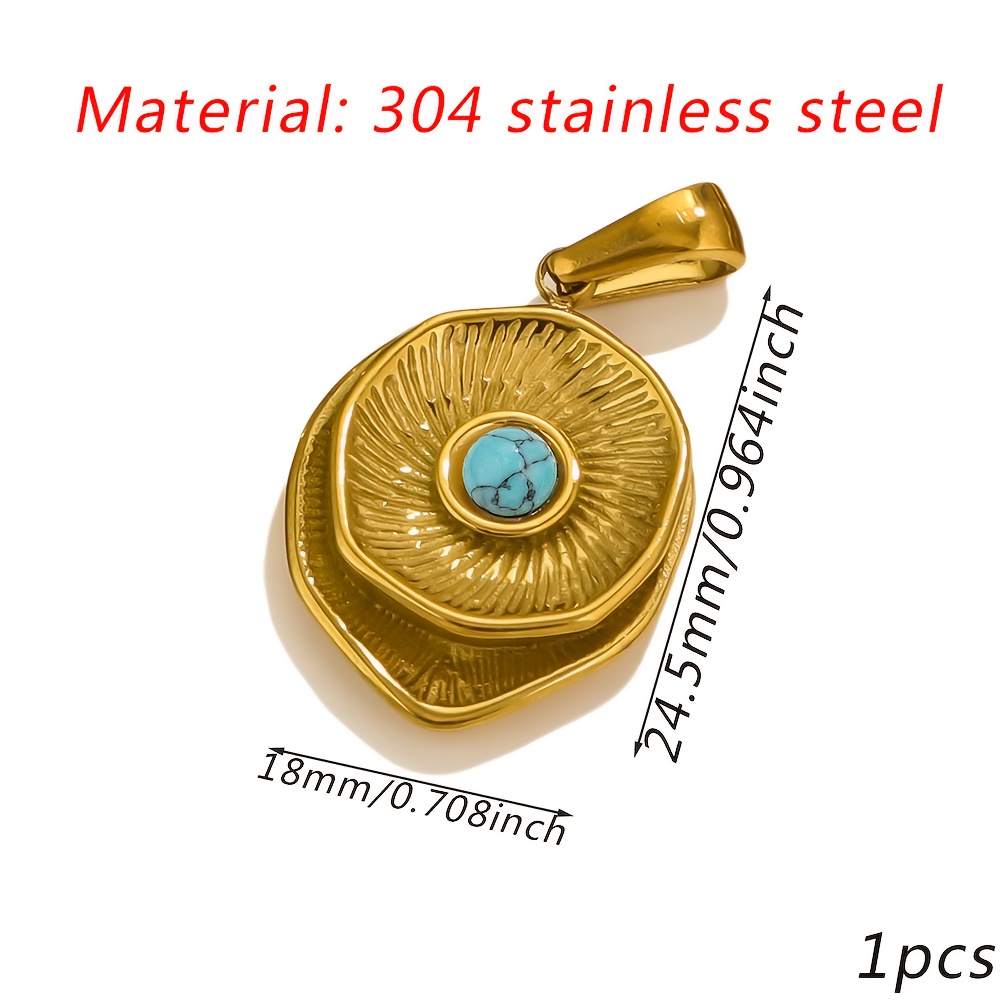 TEMU 1pc de pendentif en acier inoxydable 304 texturé vintage multicolore en naturelle pour la fabrication de et de boucles d'oreilles