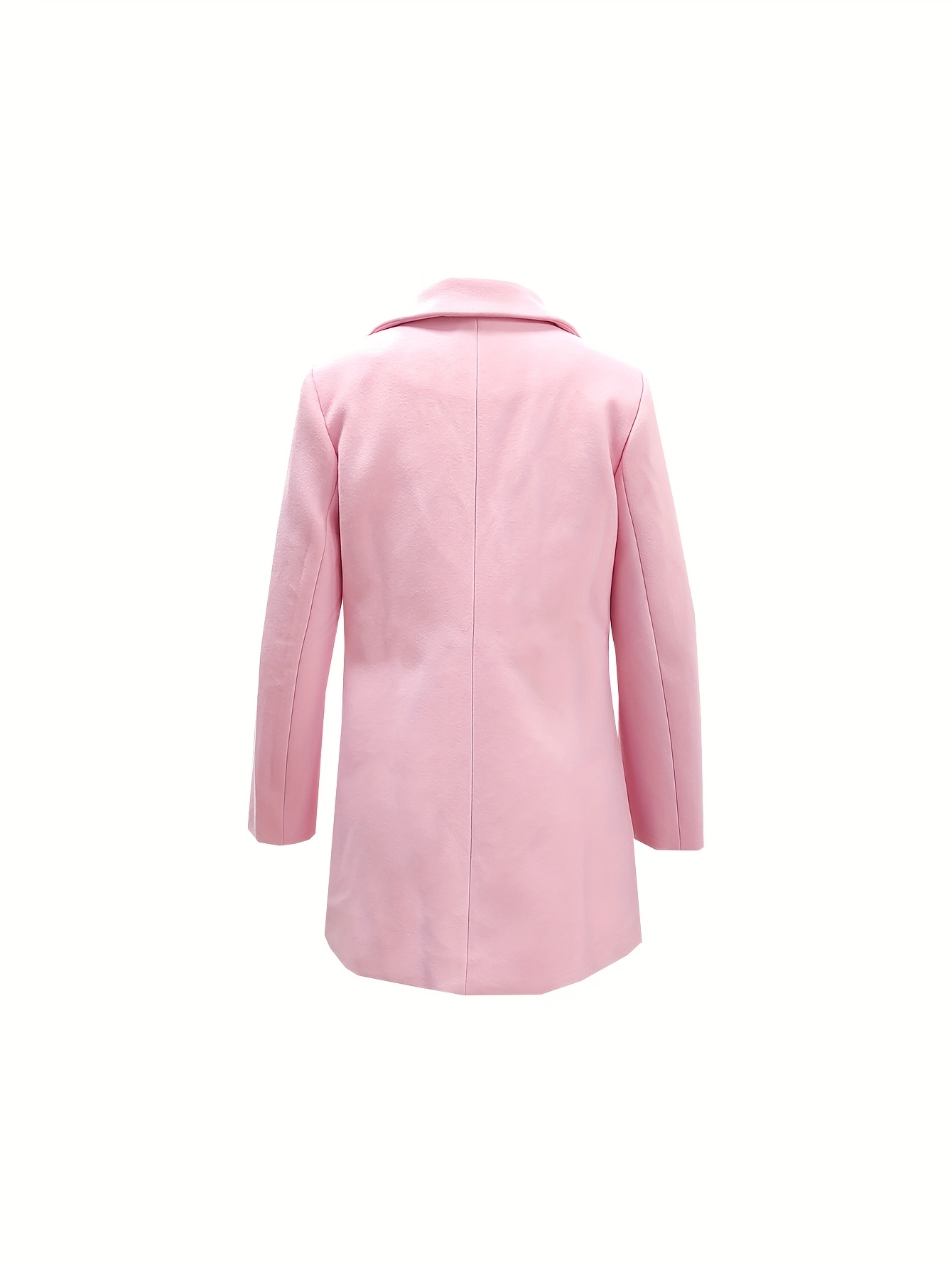Abrigo de manga larga con doble botón, elegante abrigo de solapa de color liso para otoño, ropa de mujer. - Imagen 2