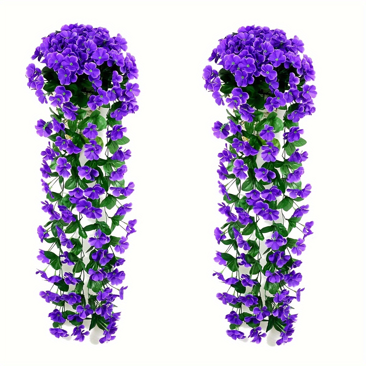 E-shop 2er-Set Hängeblumen, künstliche Hängeblumen-Simulation in 10 Farben mit üppigen Blüten, UV-beständig, realistische künstliche Pflanzen, geeignet
