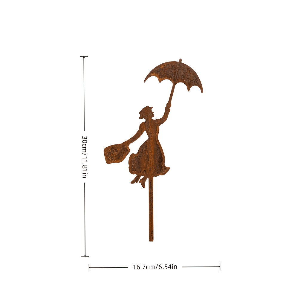 1pc Rusty Cast Iron Garden Stake Decor - With , Weather-resistant Outdoor Flowerbed Stake, Mother's Day Gift For Garden Enthusiasts, Plant Accessory, Whimsical Design, , Intricate Detailing