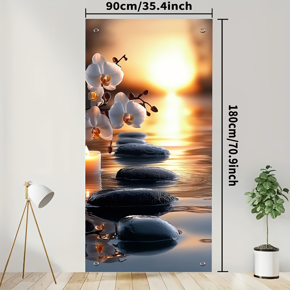 TEMU 1 pièce, Rideau de Porte Bannière Fête Zen Noir 100% Polyester, Décoration Saisonnière et Festive pour Électricité