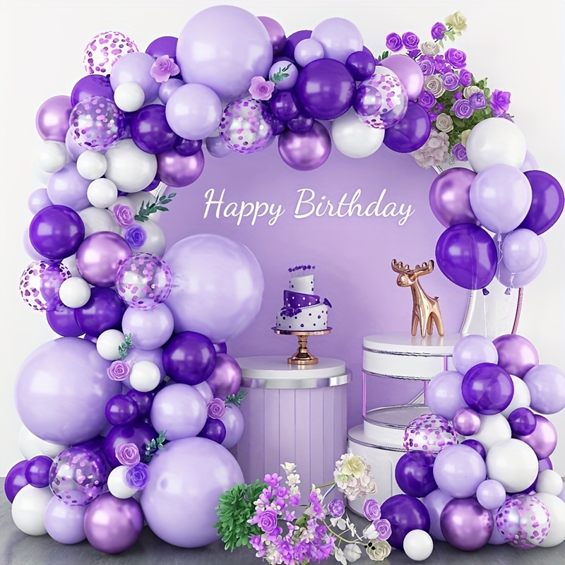 

1 Set Purple Balloon Arch Garland Kit, Purple Balloon Arch Kit With Purple Latex Confetti Balloons, Birthday Party Decoration Baby Shower Wedding Graduation Anniversary