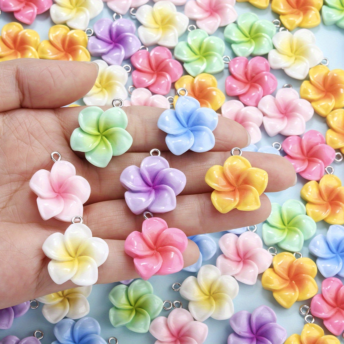 30/50pcs Mixed Resin Flower Pendants for DIY Jewelry Making