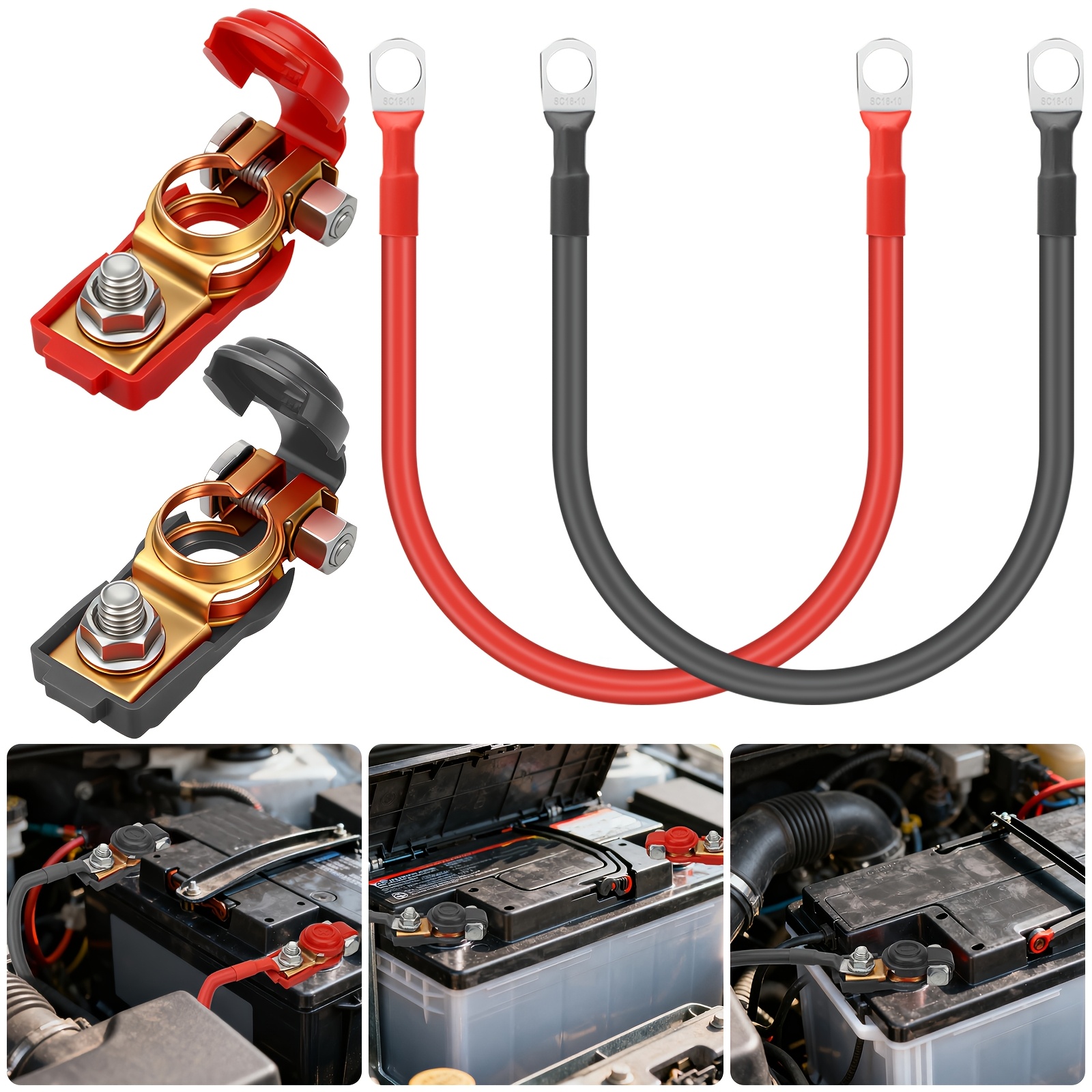 2 Gauge Battery Cable 2 AWG Battery Cables With Lugs - Super Flexible Red & Black Power Wires For Inverters Copper Inverter Cables With Lugs