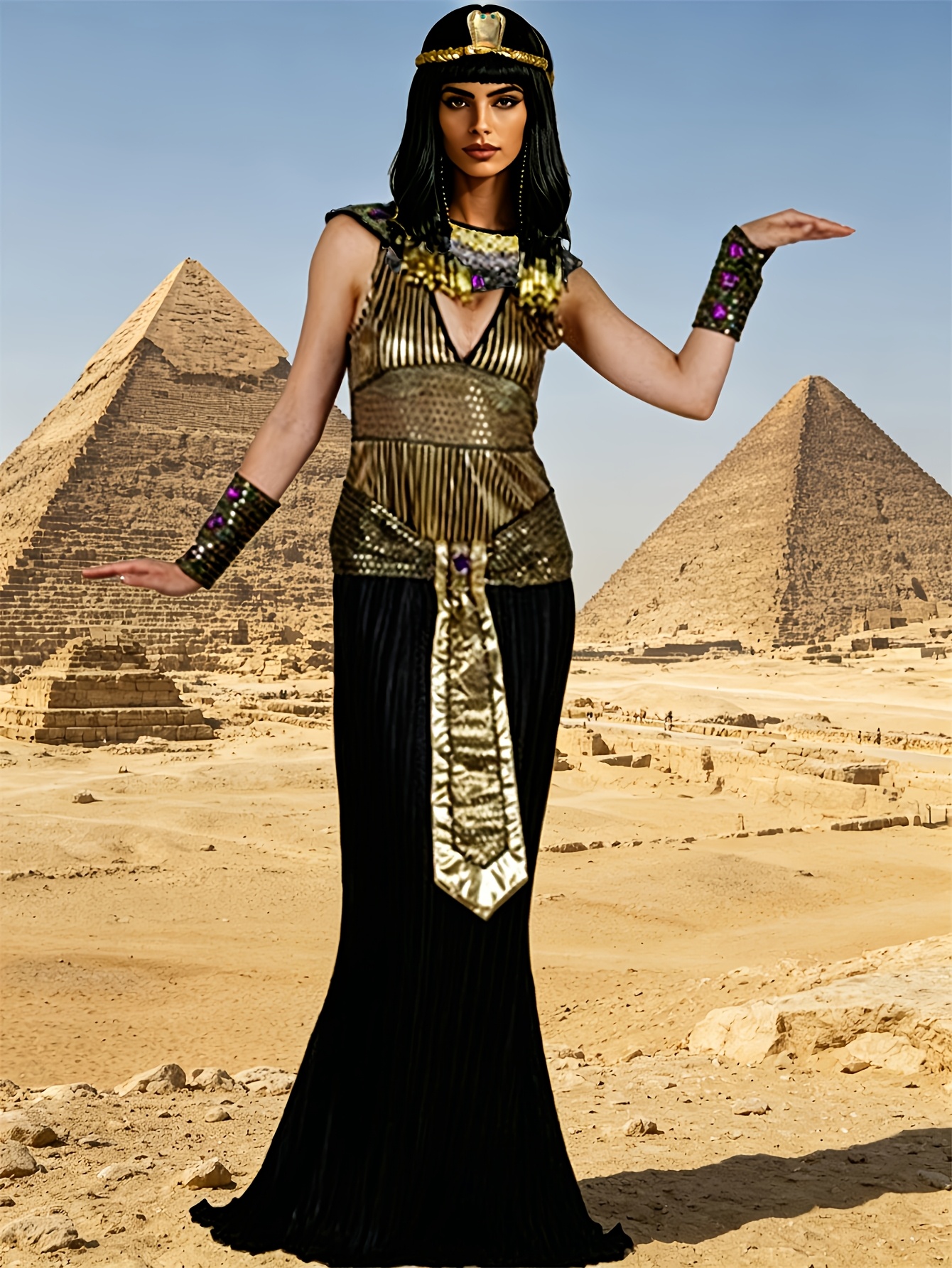ladies egyptian fancy dress costume sold on Temu United States modern egyptian dress