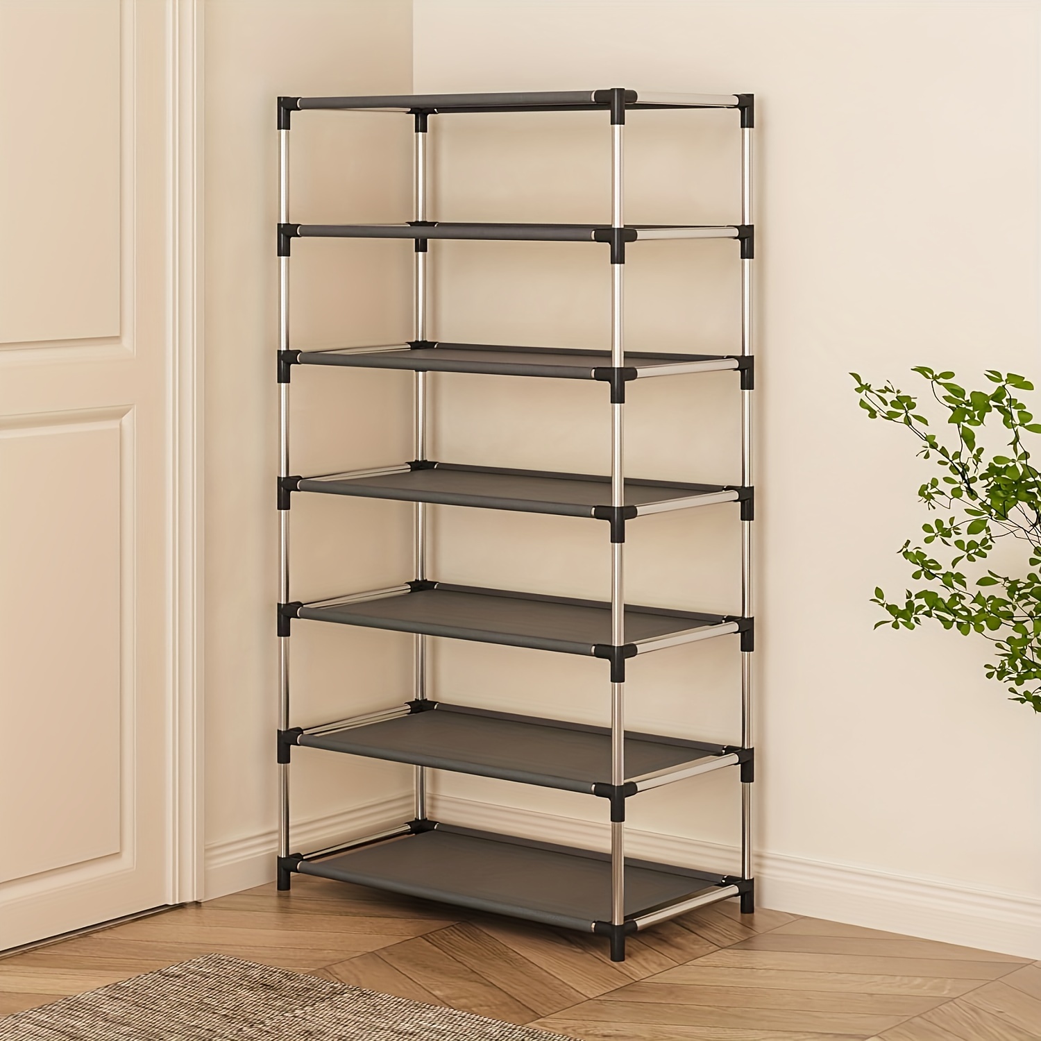 

6-tier Space Saving Shoe Rack: Home Entryway, Hallway, And Closet Organization - Non-woven Compartments, Pure Metal Construction, Minimalist Design