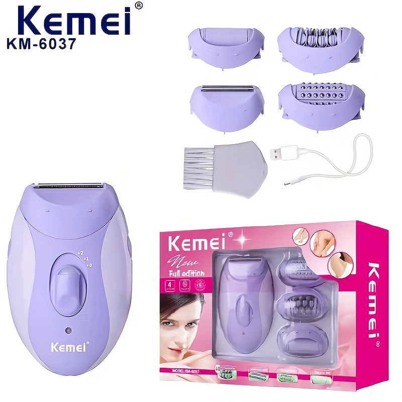 

Komei Hair Remover Km-6037 Women's Care 4 In 1 Multi-functional Full-body Shaving Grinding Foot Set, Usb Rechargeable Shaver
