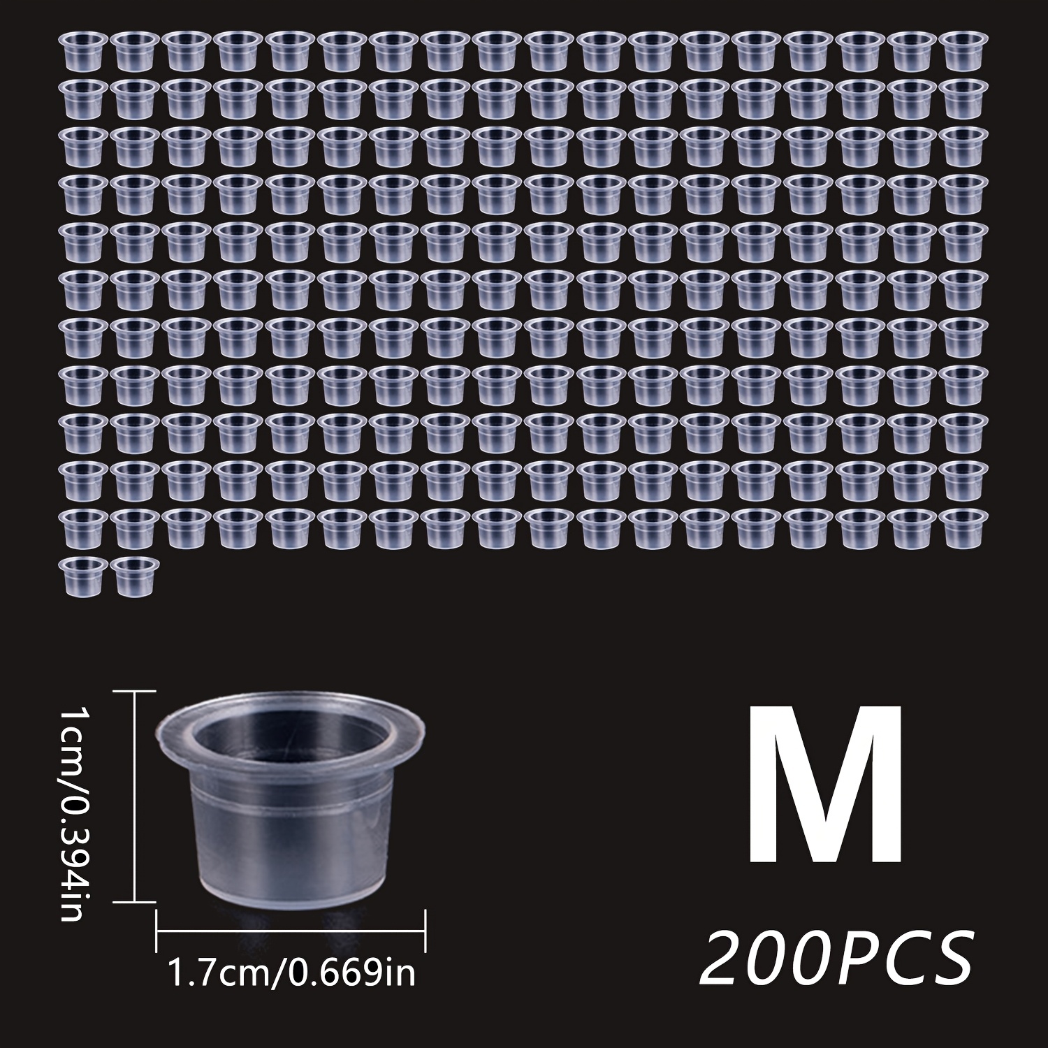 200pcs Disposable Tattoo Ink Cups No Base, 3 Sizes S/m/l, Disposable Cups Tattoo Permanent Makeup Supplies