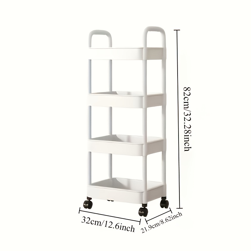 suitable for 12 months and up heavy duty 4 tier rolling storage cart all terrain wheel mobile organizer compact space saving design sturdy plastic construction suitable for home   garage requires simple assembly multi layer Product details 0