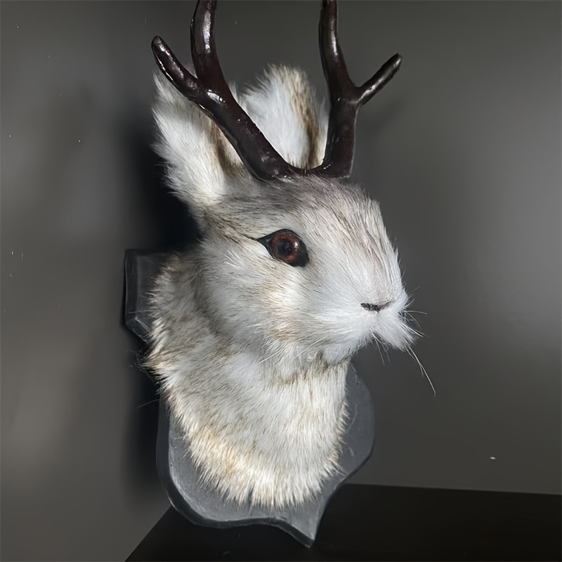 

1pc Deer Rabbit Head Wall Mount, Resin Animal Head Wall Decor, Taxidermy Hanging Decoration, Plastic, With No Electricity Needed For Home Wall Decor