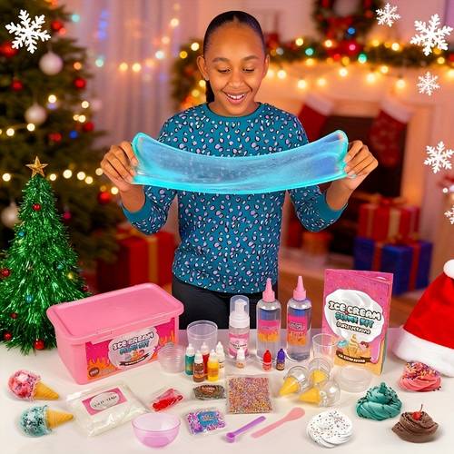 1 set 33 piece all in one ice cream slime diy kit for kids families relaxing educational science experiment toy halloween christmas holiday gift daily