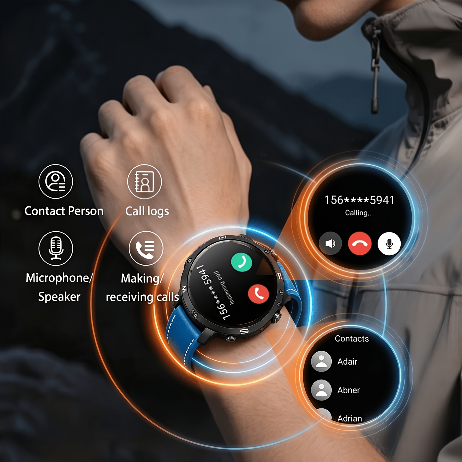 New Smartwatch with LED Light & Wireless Calling Features