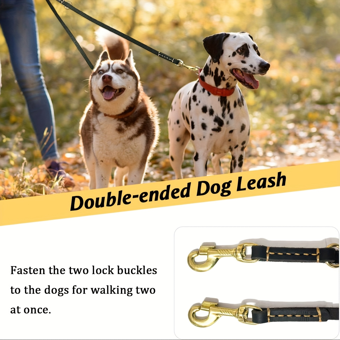 Multi-Function Dog Leash, 8-Foot Hands-Free Double-Ended Design