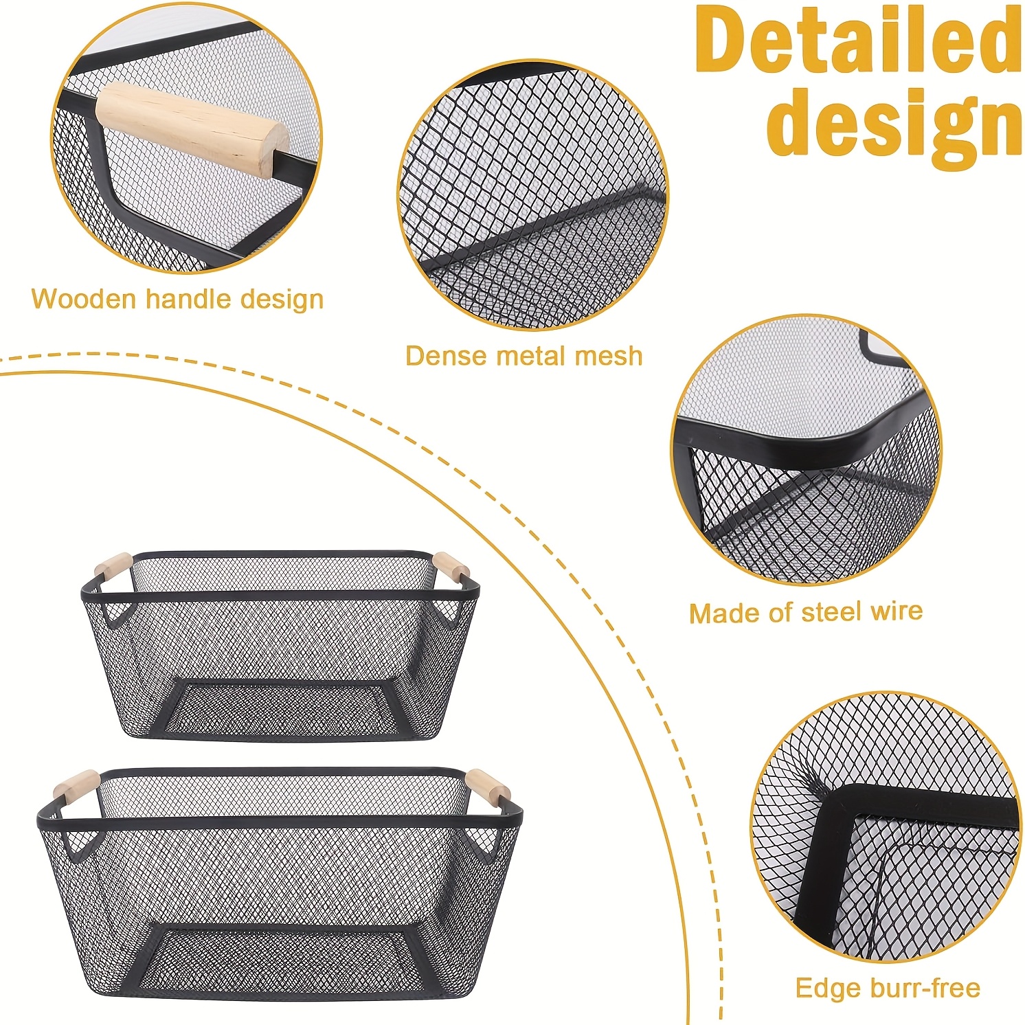 Black Storage Basket, Multi-Functional Home Storage Basket