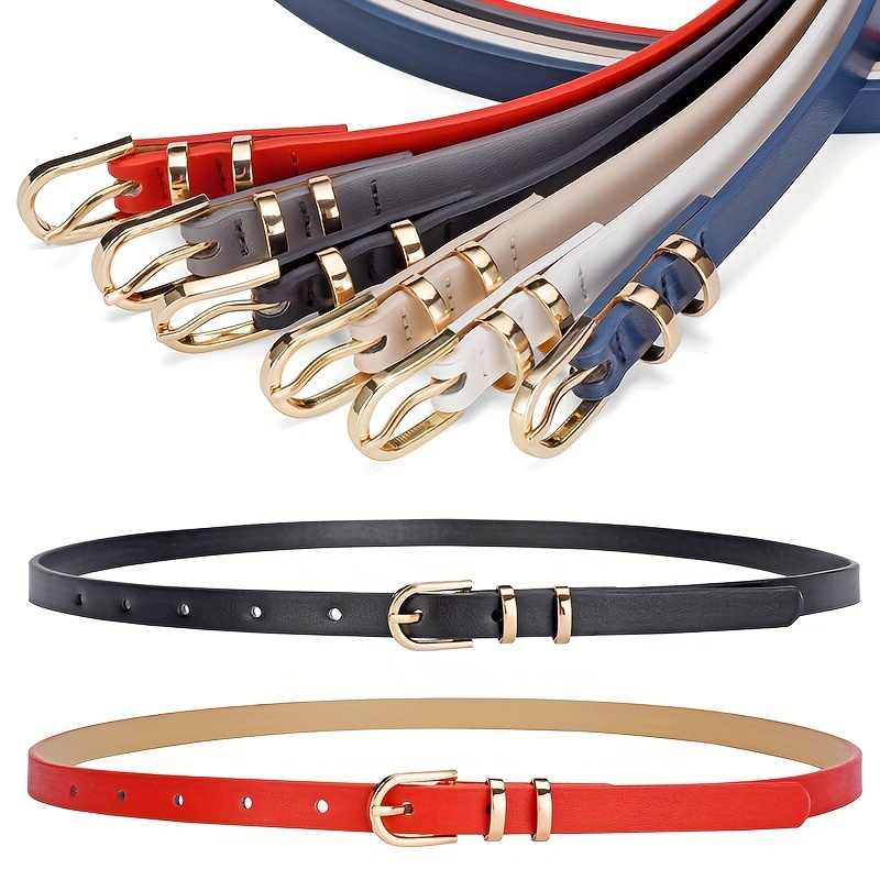 

New Women's Metal Buckle Stylish And Versatile Buckle Decoration Belt Thin Leather Waist Belts For Women