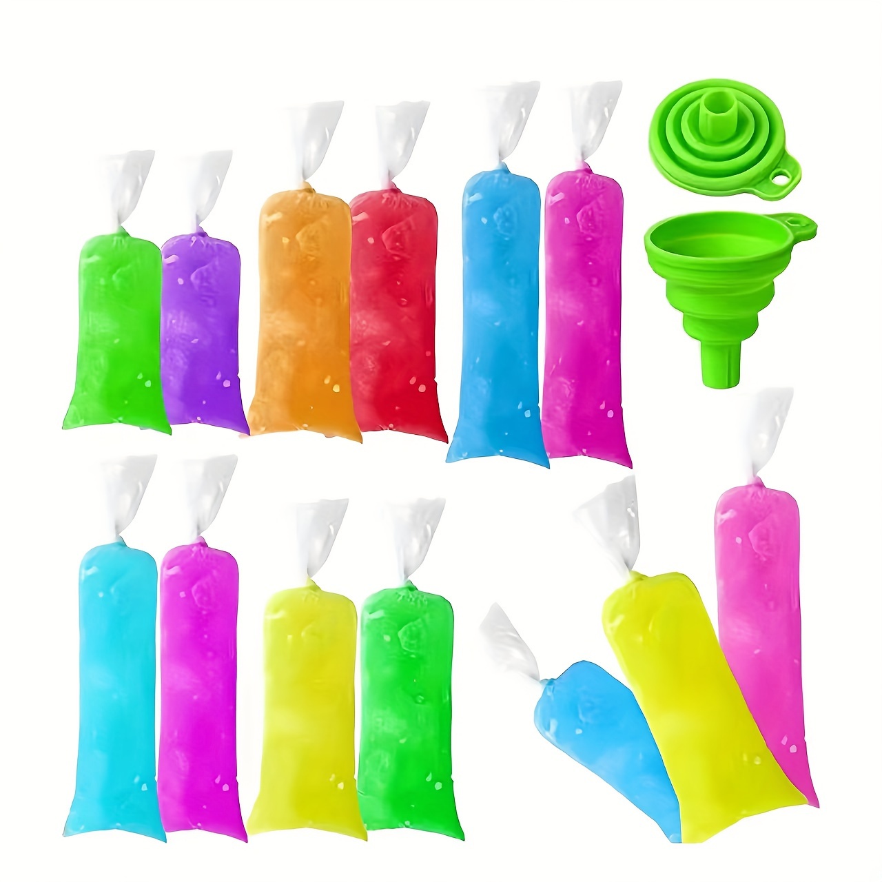 

50pcs Ice Bags, Plastic Disposable Ice Cream Bags With Silicone Funnel, Durable Transparent Self-sealing Popsicle Bags, For Home Kitchen, Restaurant And Baking Shop Use, Kitchen Supplies