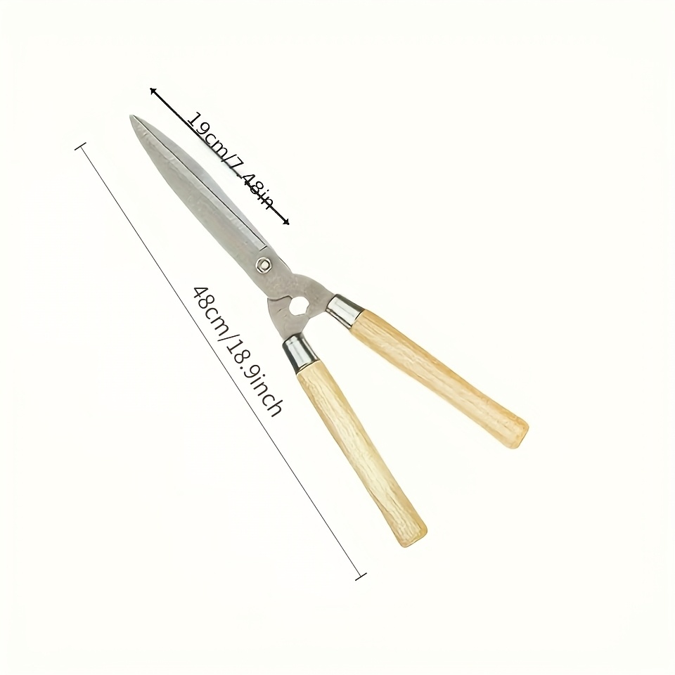 TEMU 1 Professional Heavy-duty Garden Shears With 11-inch Extra-long Sharp Carbon Steel Blade - Ergonomic Non-slip Walnut Handle, Long Arm Design