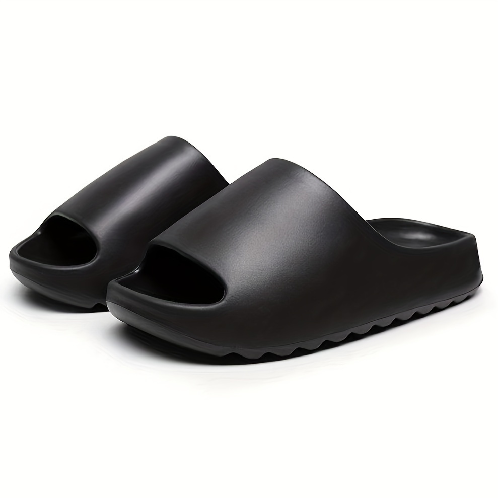 

Men's Solid Color Open Toe Breathable Chunky Slippers, Comfy Non Slip Casual Durable Anti Odor Eva Slides, Men's Footwear