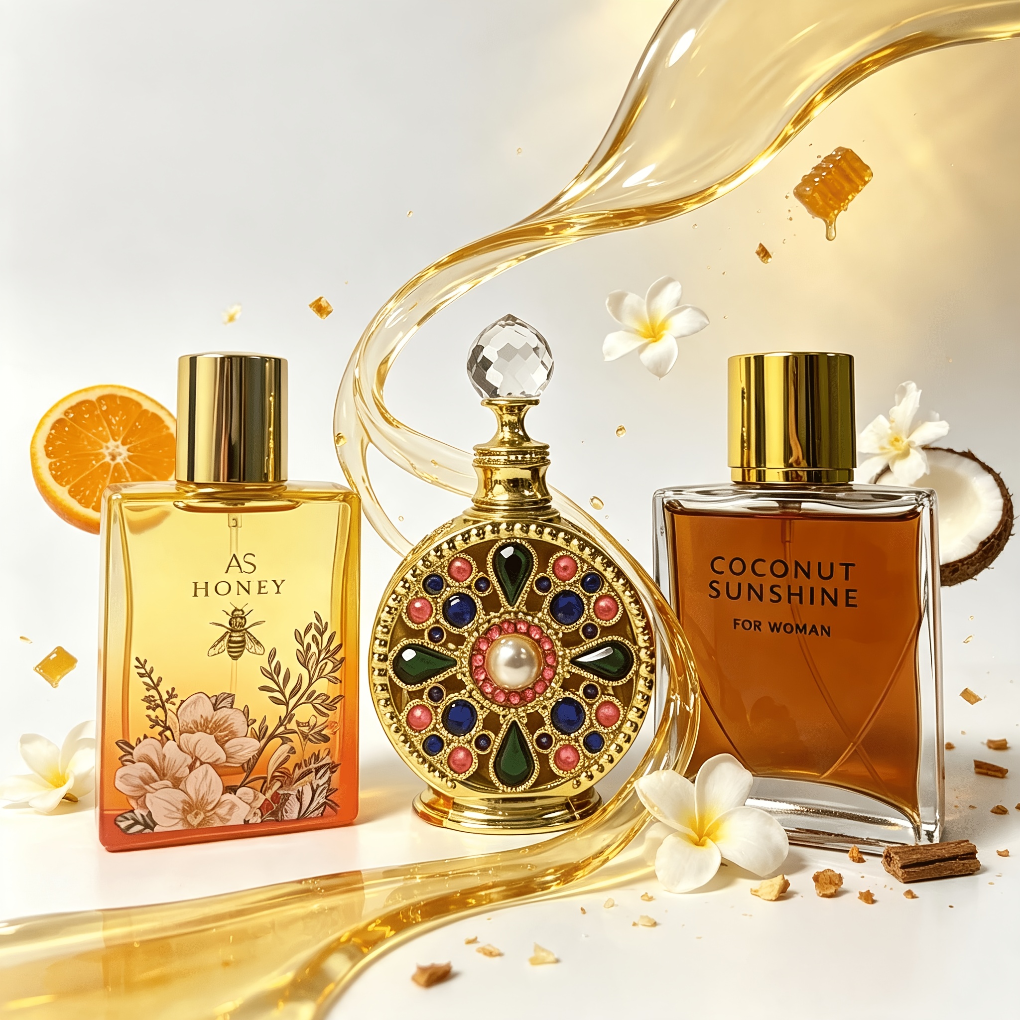 Image of 3pcs Set Luxury Ladies Hair And Body Dual-use Eau De Toilette Coconut Scent Spicy Lemon Scent Long-lasting Fragrance Niche High-end Gift Perfume Concentration 5%-15% Lasting 3-