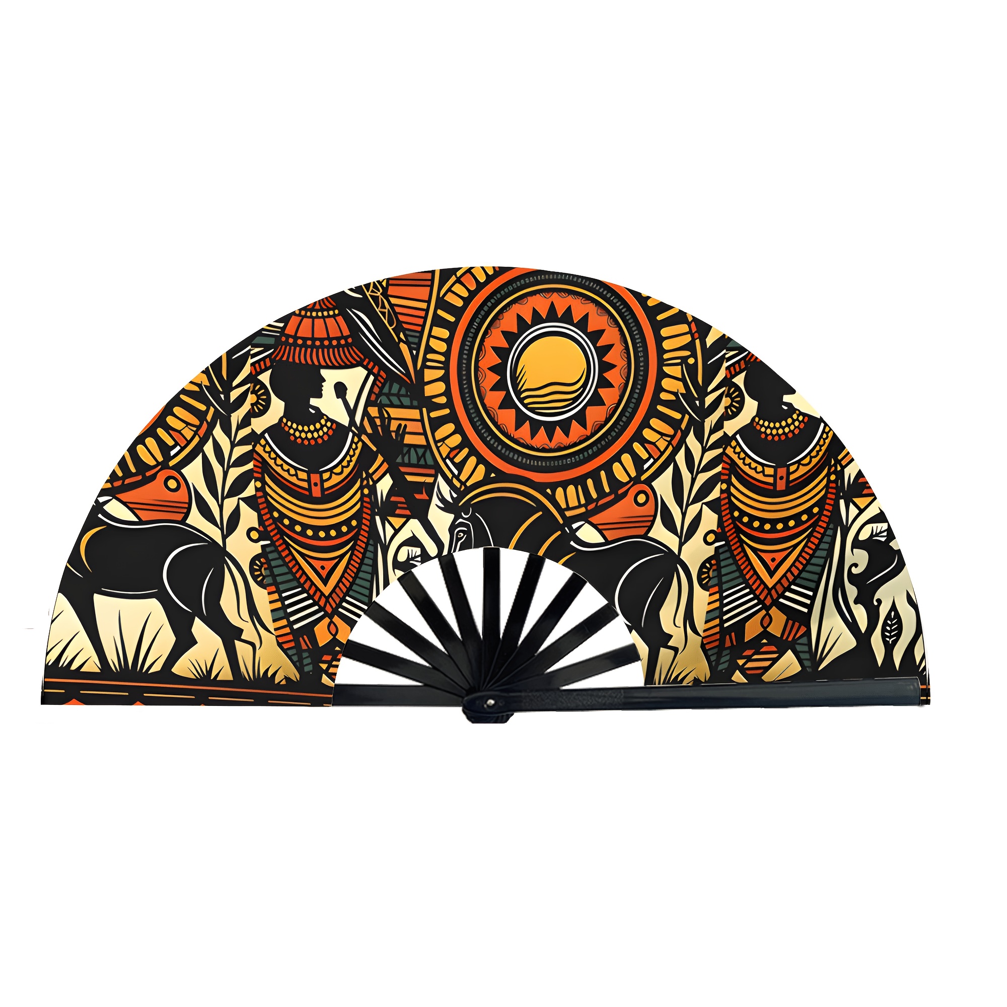 TEMU Éventail pliant à motif tribal africain, durable et . parfait pour les clubs, idéal pour les fêtes, les festivals de musique, et la . Disponible
