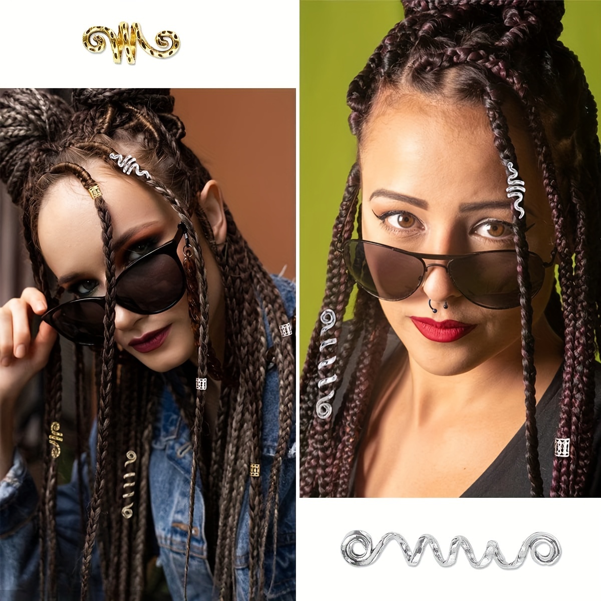 180-teiliges Dreadlock-Accessoire-Set – Spiralspulen, Perlen, Haarreifen In Gold & Silber
