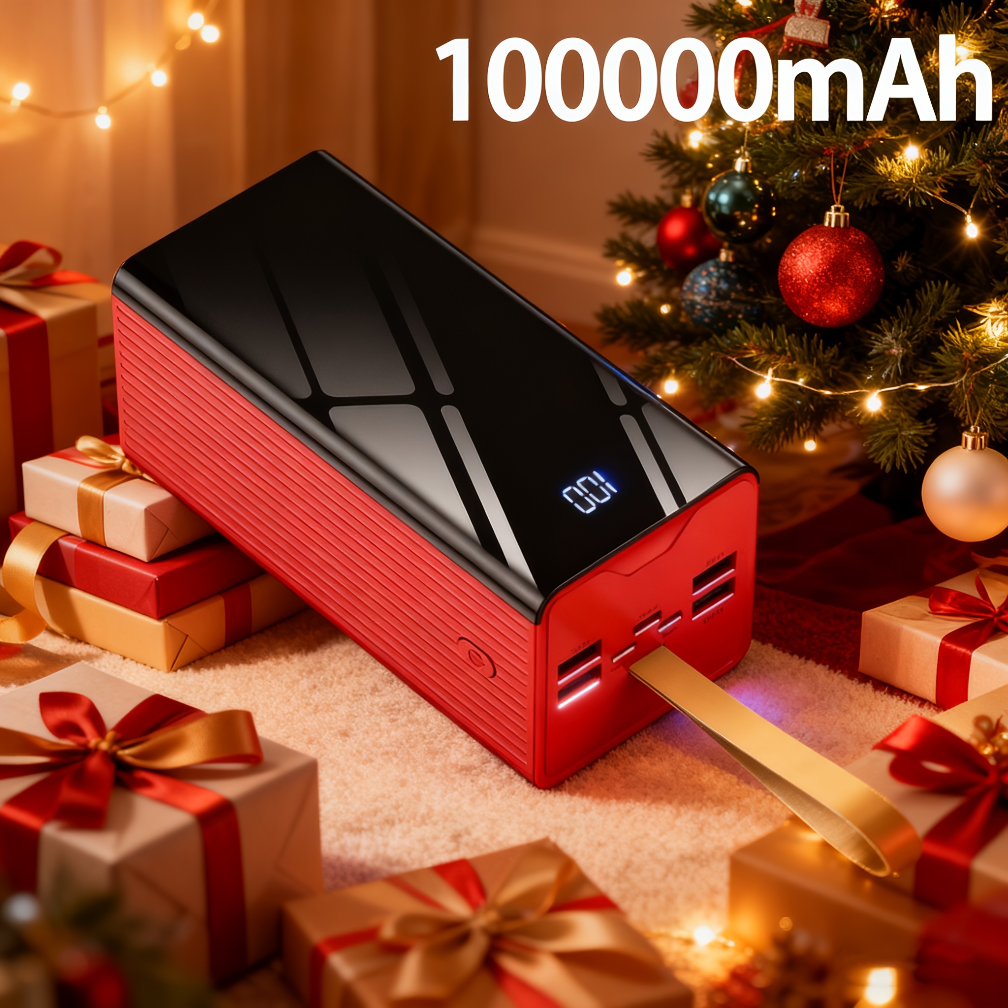 TEMU Batterie Externe Haute 100000Mah/50000Mah, Charge USB Rapide, avec Lampe de Camping/Écran LED d'Alimentation, Batterie d' Extérieure, Compatible