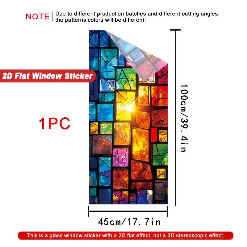 E-shop 2D Flach, 1 Stück Lebendige Farben Glanzdurchsichtige Fensterfolie aus PVC, Elektrostatisch Klebefolie, Einfache Montage, Hitzebeständig &