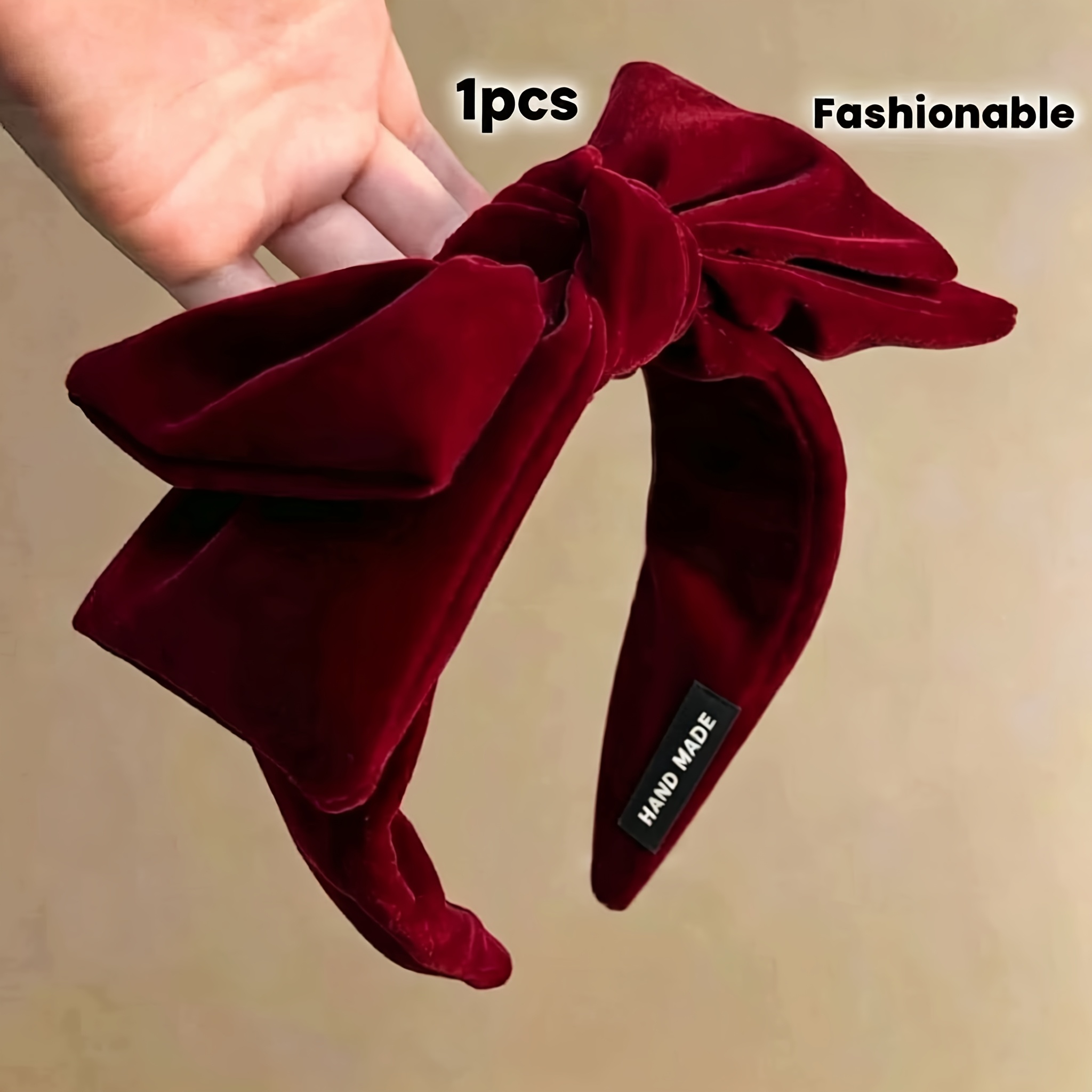 TEMU 1pc Red/black Large Velvet Bow Headband, Suitable For Autumn And Decorations Or Daily Use. A For Busy Princesses, And An Gift For Women