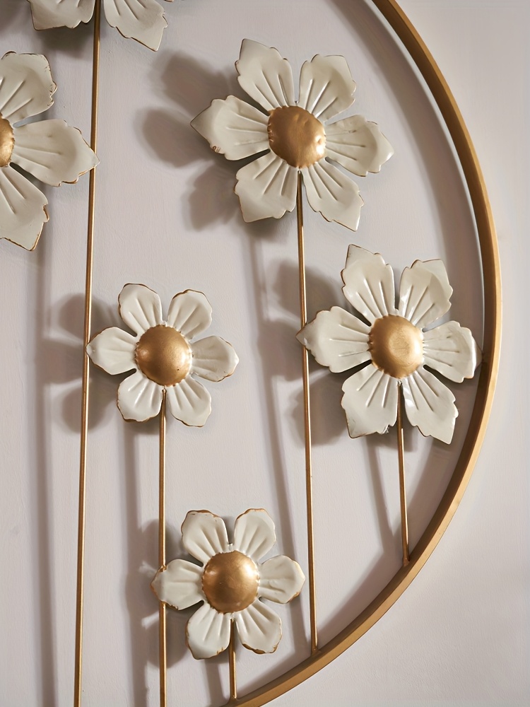 French-Style Floral Wall Sculpture - Elegant Iron Flower Wall Art Decor, Classic for, Wall-Mounted  for Decoration, Durable Metal Flower Sculpture for Modern or Traditional Spaces